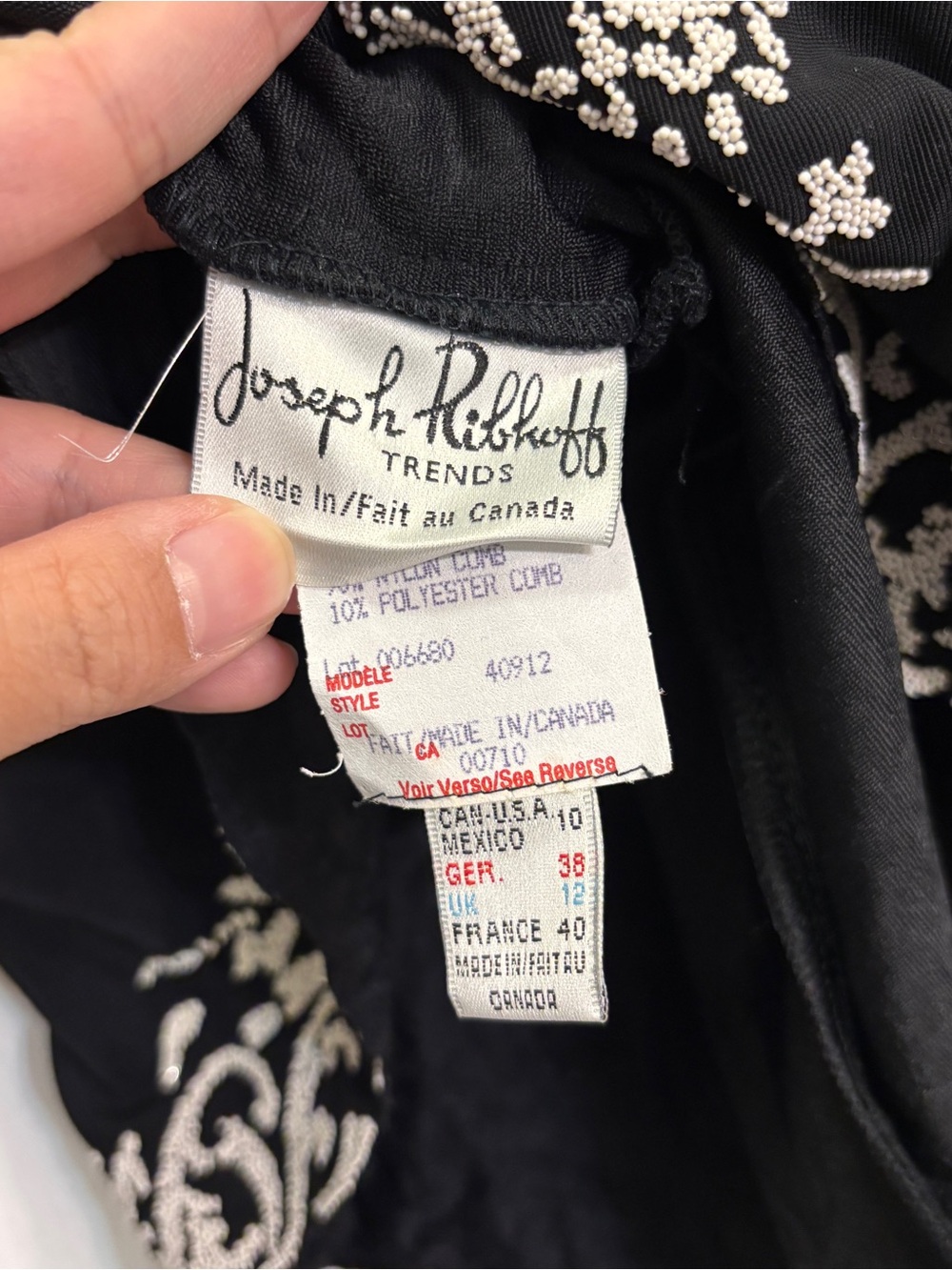 Joseph Ribkoff Black Sheer Mesh Blouse with Beading Corset Detail - Picture 5 of 6